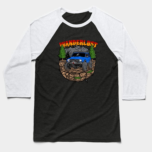 Wanderlust Jeep Holiday - Blue Baseball T-Shirt by 4x4 Sketch